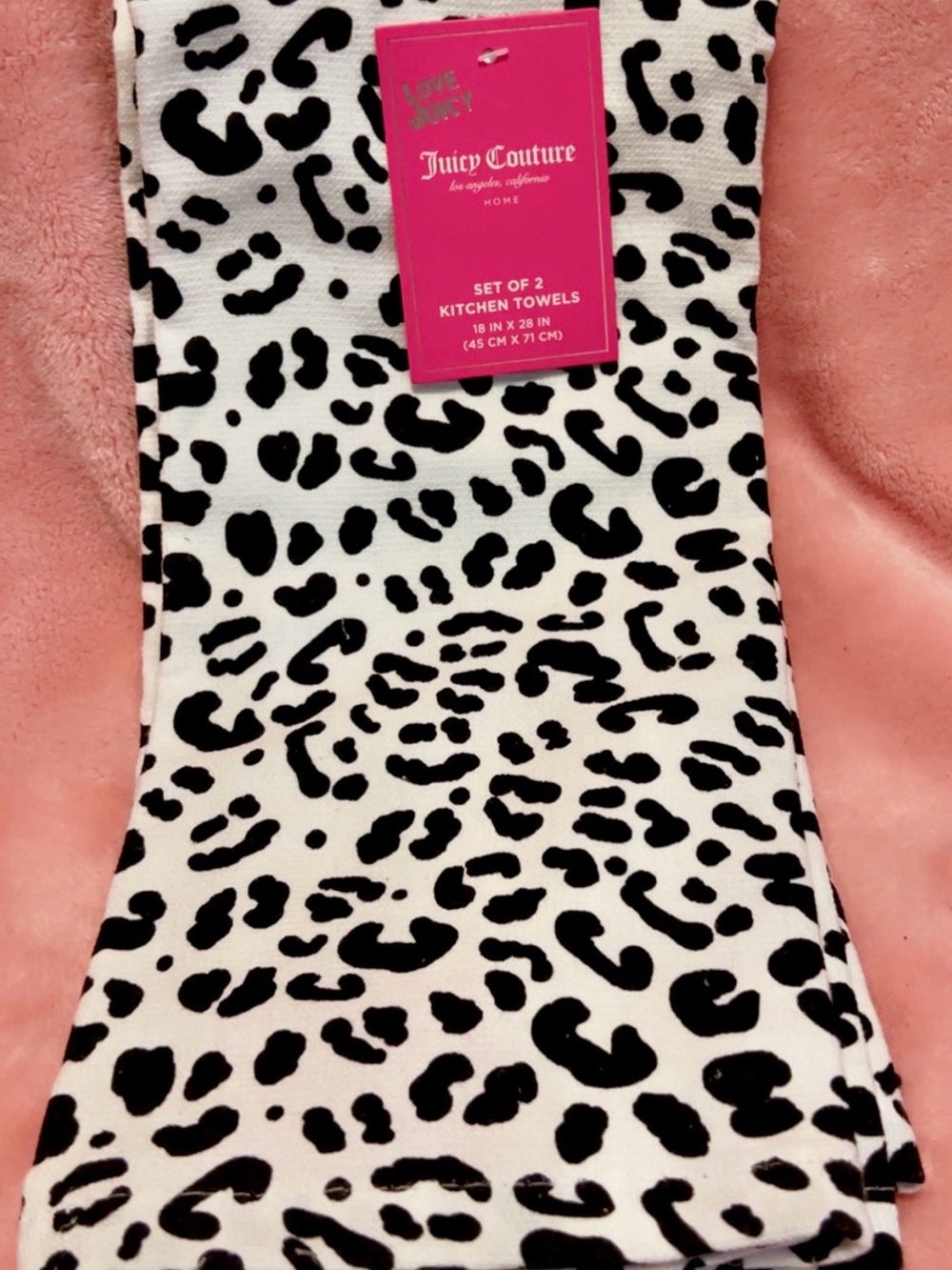 Juicy Couture White & Black Leopard Print Kitchen Towels - Set of 2